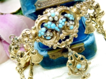 Schmuckset-Biedermeier-Gold-Türkis